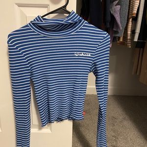 Striped long sleeve crop top